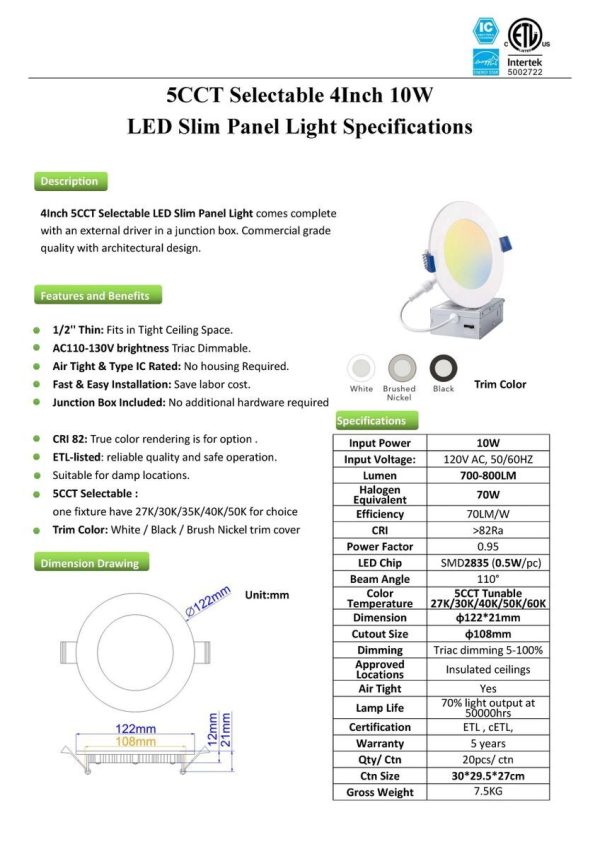 LED Recessed Slim Panel Light 6-Inch (OSL-SP) - Image 4