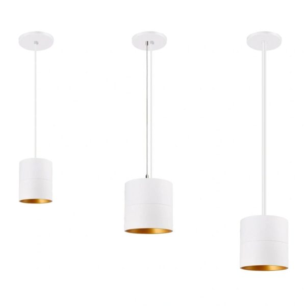 LED Cylinder Light 4-Inch White Finish 80 CRI Rigid Pendant Stem Mount (OSL-CYL-4)