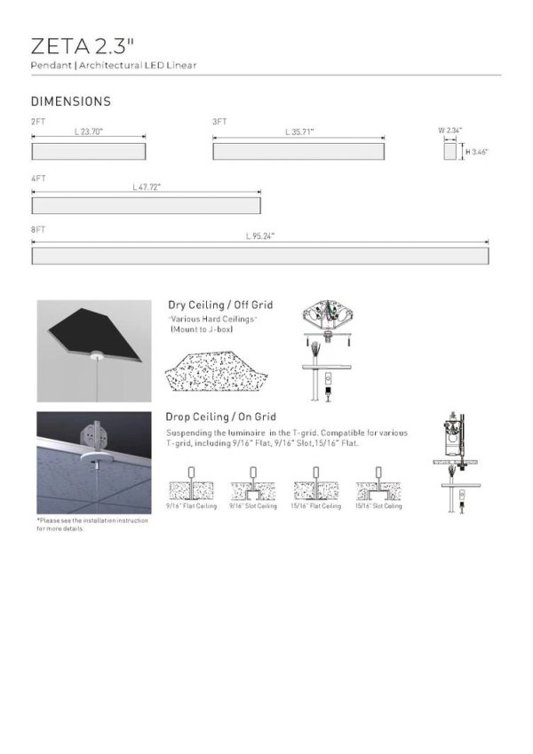 LED Zeta Linear 2.3" Pendant & Surface Standard Lens 8FT (OSL-ZE-ITWAD) - Image 7