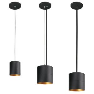 LED Cylinder Light 4-Inch Black Finish 80 CRI Rigid Pendant Stem Mount (OSL-CYL-4)