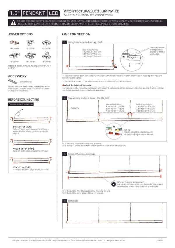 LED Zeta Linear 1.8" Pendant & Surface 8FT (OSL-ZE-ITWDD) - Image 9