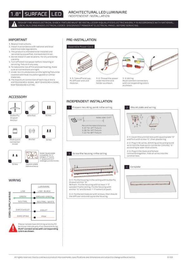 LED Zeta Linear 1.8" Pendant & Surface 8FT (OSL-ZE-ITWDD) - Image 10