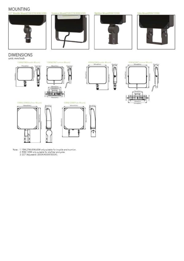 LED Flood Light Gen2 Lumen & CCT Adjustable 1,690 - 3,672 Lumen (OSL-MFD11-DDK) - Image 4