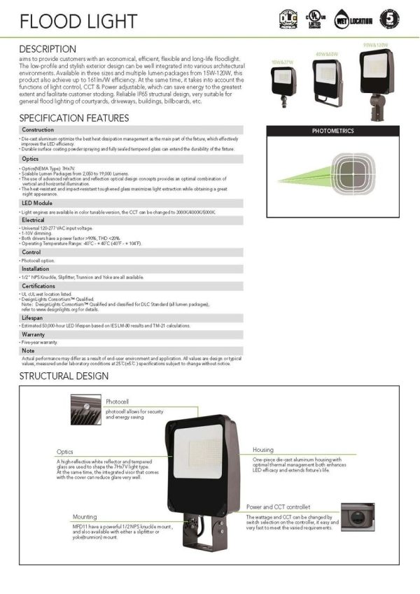 LED Flood Light Gen2 Lumen & CCT Adjustable 8,581 - 18,092 Lumen (OSL-MFD11-DDK) - Image 3