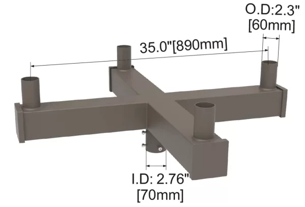 90 Degree Quad Square Bullhorn 35" Spread with 2-3/8" O.D. Tenon - Image 2
