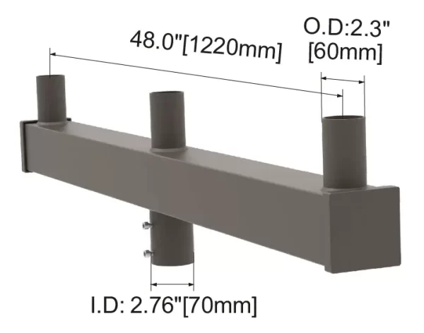 180 Degree Triple Square Bullhorn 24" Spread with 2-3/8" O.D. Tenon - Image 2