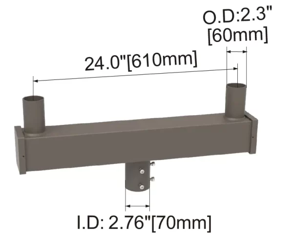 180 Degree Double Square Bullhorn 24" Spread with 2-3/8" O.D. Tenon - Image 2